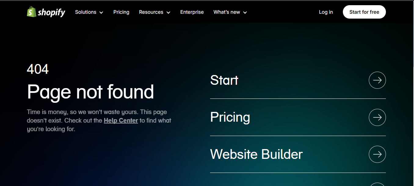 Shopify as the best 404 pages