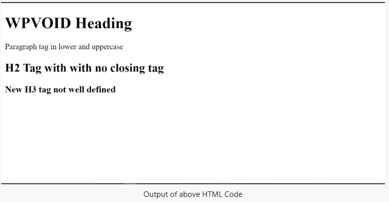 Output of HTML code with error tag