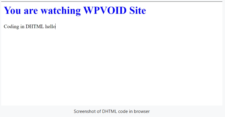 DHTML code output in browser