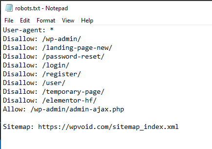 robots txt file in notepad
